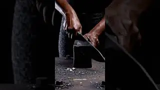 【4K】【ASMR】 Cutting Iron (Fe) Bar with a Knife | Heavy Metal ASMR ⚙️ #IronASMR #MetalASMR #KnifeSound