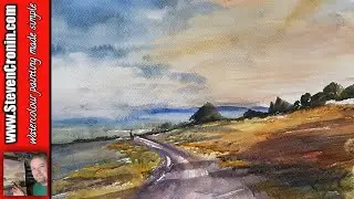 Open country watercolour landscape painting tutorial