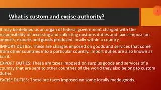 COMMERCE SS1 CUSTOMS AND EXCISE AUTHORITY