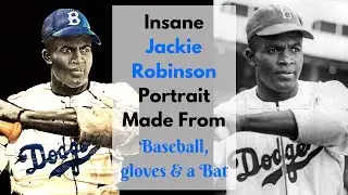 INSANE JACKIE ROBINSON Painting | Made from Baseballs, Gloves and Bats |