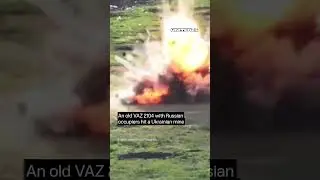 An old VAZ 2104 with Russian occupiers hit a Ukrainian mine #russia #warinukraine