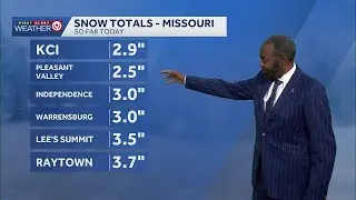 Early snowfall totals for cities across the Kansas City area