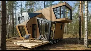 tiny house on wheels Expressing Pure Geometric Midcentury Aesthetics