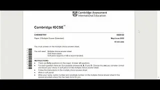 CIE IGCSE Chemistry | 0620/22/M/J/22 | May June 2022 | Solved Paper | Olevel Alevel Reboot