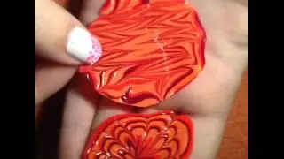 Dry Watermarble Pedicure Nail Art Design