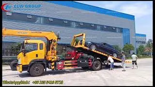 HOWO 8 Tons Road Rescue Flatbed Tilt Tray Hydraulic Platform Wrecker Towing Truck with XCMG crane.