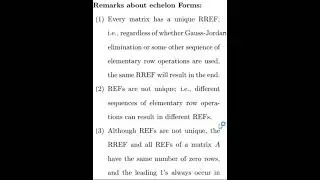 LINEAR ALGEBRA | REMARKS ABOUT ROW ECHELON FORM AND REDUCED ROW ECHELON FORM | REF | RREF