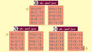 حفظ جدول الجمع رقم 8 و 9 و 10 بطريقة رائعة للأطفال