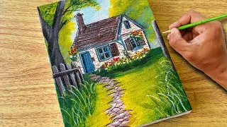 How to Paint a Home Garden Landscape / Canvas Painting / Painting Tutorial