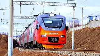 Railway. Intercity EMU Train EP3D / Междугородный электропоезд ЭП3Д едет во Владивосток