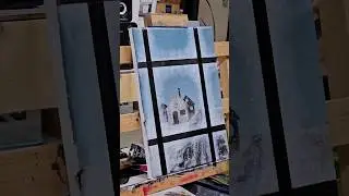 1 Hour Painting: Snowy Landscape, Frosty Window #acrylicpainting #art #learningtopaint #snowpainting