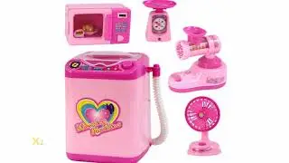 Pink Household Appliances Children Pretend Play Toaster Vacuum Cleaner Cooker Educational Kitchen