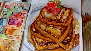 &deg;^&deg;Paint with Me || Food Art, Cozy Vibe 🍃 [Crem&eacute; Brulee French Toasts]