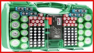 The Battery Organizer, Battery Storage Organizer Hinged Clear Cover with Locking Lid