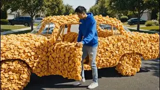 Car from corn flex ASMR relaxation video google veo3 Ai satisfying relaxing sleep 