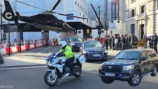 President Volodymyr Zelenskyy motorcade seen arriving at downing street. 