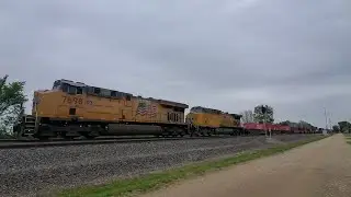 Westbound UP 7698 & UP 6203 Leads A Intermodal Train, UP 