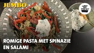 Wat eten we? Romige pasta met spinazie en salami