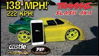 Traxxas Slash 4x4 Speed ​​Run 138 миль в час - TP Power 4070 MMX8s esc HRB Graphene 6s