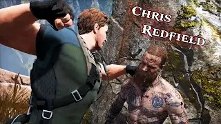 Chris Redfield punches a boulder in God of War meme