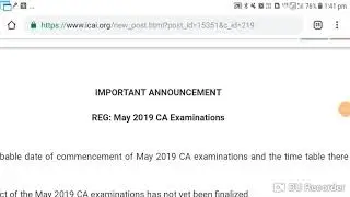 Important announcement by ICAI regarding May 2019 CA Exams