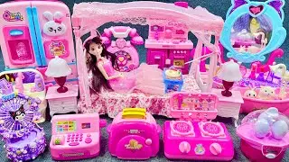 13 Minutes Satisfying with Unboxing Barbie Princess Pink Bed & Furniture Collection Toys Review｜ASMR
