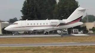 NetJets Bombardier Challenger 650 [N249QS] takeoff from VNY
