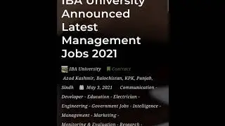 IBA University Management Latest Jobs | 2021