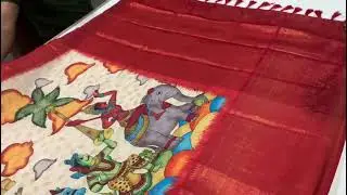 #Banarasi #kalamkari print #saree des no:5CAS,whatsapp 99001983654.#Resellers #Ugadi saree #holi