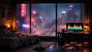 Cozy Cyberpunk Rain Ambience: 7 Hours of Lo-Fi Music for Study, Relax, Focus & Sleep