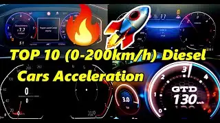 TOP 10 (0-200km/h) Diesel Cars Acceleration🔥🚀