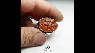 Exquisite Hand Engraved Orange Yemeni Agate With Awesome Handmade Silver Ring | MyRings.Co