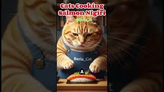 Cats Cooking Salmon Nigiri #shorts #shortvideo #funny #viral #cat
