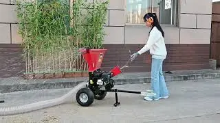 KNDMAX CS703 leaf and branches mini garden chipper shredder using.