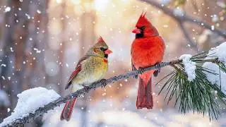 🎹 Snowy Birds Singing with Soft Piano Music for Stress Relief and Inner Calm ❄️