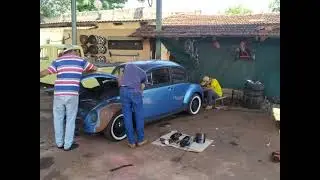 como fazer uma pintura ( patina) no Fusca em 2 dias.transformacao Fusca papai Smurf