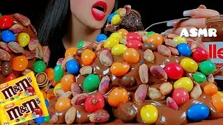 🍫ASMR Nutella wet chocolate cake 👅with pistachios, M&Ms, and milk|초콜릿 케이크 먹방|MUKBANG |notalking 🐾
