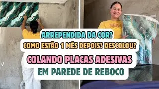 COMO COLAR PLACAS ADESIVAS EM PAREDE DE REBOCO? Deu certo? As placas adesivas descolaram?