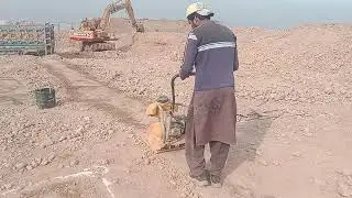 Foundation Compaction by Plate Compactor in Construction Site