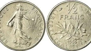The 1/2 Franc coin 1966 from France
