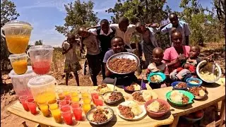 No blender needed!!! Healthy juice from fresh fruits🥭🍉 + rice,African village cooking and lifestyle 
