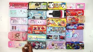 best unicorn stationery collection 💥 geometry,doreamon,pencil box,hello kitty,sharpener,eraser,pouch