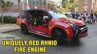 SCDF 's reacting speed - Red Rhino fire engine and ambulance responding simultaneously in Singapore