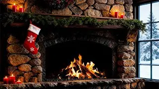 Рождественская Атмосфера Камина 4K 🎄🔥 Тёплый Треск Дров для Спокойствия & Зимнего Уюта
