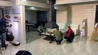 Камин центральный Candle, ТВ съемки для 5 канала
