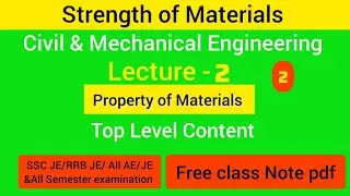 Strength of Material & Mos Lectures -2 Property of Material  @superengineersinstitude