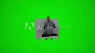 3D animation of the musician playing the piano on the green screen in chroma key Isolated group of
