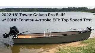 Испытание максимальной скорости подвесного мотора Tohatsu Power-Tilt мощностью 20 л.с. на Towee Calusa Pro