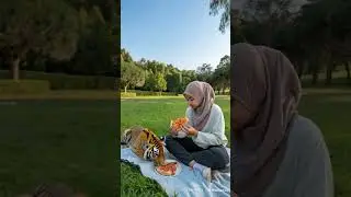 Picnic With Cute Tiger! #tiger #lion #animallover #shorts