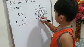 My 8yo son doing 3x2 digit multiplication using box technique